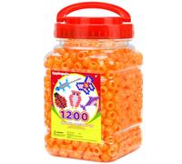 Eppingwin 1200pcs Pony Beads for Bracelets, 6x9mm Kandi Beads for Hair Braids, Easy Storage Pony Bead for Jewelry Making (Orange)
