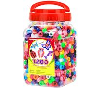 Eppingwin 1200pcs Pony Beads for Bracelets, Classic Colors Kandi Beads for Hair Braids, Easy Storage Pony Bead for Jewelry Making