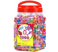 Eppingwin 1200pcs Pony Beads for Bracelets, Glitter Colors Kandi Beads for Hair Braids, Easy Storage Pony Bead for Jewelry Making
