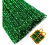 Eppingwin 200pcs Pipe Cleaners, Glitter Green Pipe Cleaners Craft Supplies,Chenille Stems for DIY Arts Crafts Project(Glitter Green)