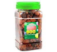 Eppingwin 800pcs Brown Pom Poms, Regular & Sparkly Pompoms, Assorted Size & Color Pom Poms, Glitter Pom Pom Balls for Arts, Crafts and DIY Projects(Brown)