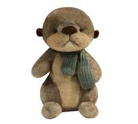 EPRHAY 26cm Super Soft Adorable Otter Plush Toy Fluffy Stuffed Animal Doll Cartoon Otter with Knitted Scarf Cute Cuddly Companion Perfect Decorative Gift