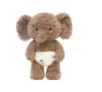 EPRHAY 35cm Super Soft Cuddly Brown Elephant Plush Toy Adorable Stuffed Animal Elephant Doll with Diaper Design Fluffy Lovely Comfort Companion Gift