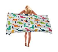 EPRHAY Cartoon Kids Beach Towel Creative Dinosaur Pattern Bath Towel Pattern Printed Surfing Towel Compact Lightweight Quick Dry Novelty Microfibre Swimming Towels Sand Free Bath Towel (A)