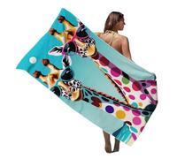 EPRHAY Colourful Spotted Giraffe Print Beach Towel Absorbent Bath Sheets Holiday Essentials Outdoor Sand Free Towel Soft Swimming Towels Microfibre Surfing Towel for Adults