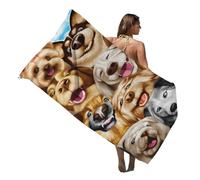 EPRHAY Dog Print Beach Towel Laughing Dog Absorbent Bath Sheets Holiday Essentials Soft Swimming Towels Outdoor Sand Free Towel Microfibre Surfing Towel for Adults (B)