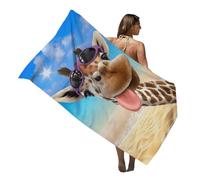 EPRHAY Giraffe Pattern Beach Towel Absorbent Lightweight Bath Sheets Beach Holiday Essentials Outdoor Travel Towel Microfibre Large Funny Surfing Swimming Towels Sand Free Quick Dry Towel (B)