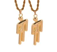 EPRHAY Gold Silver Layered Human Necklace,Sparkling Double Humanoid Shape Pendant Necklace,Shining Crooked Headed Stainless Steel Necklaces Accessories,Hip Pop Jewelry for Men Women (Gold)