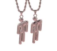 EPRHAY Gold Silver Layered Human Necklace,Sparkling Double Humanoid Shape Pendant Necklace,Shining Crooked Headed Stainless Steel Necklaces Accessories,Hip Pop Jewelry for Men Women (Silver)