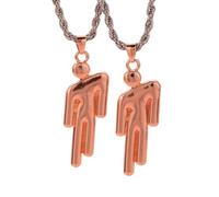 EPRHAY Gold Silver Layered Human Necklace,Sparkling Double Humanoid Shape Pendant Necklace,Shining Crooked Headed Stainless Steel Necklaces Accessories,Hip Pop Jewelry for Men Women (Rose-gold)