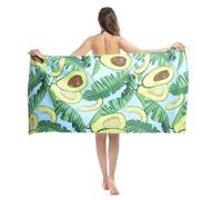 EPRHAY Green Avocado Pattern Beach Towel Absorbent Bath Sheets Beach Holiday Essentials Outdoor Travel Towel Sand Free Towels Microfibre Surfing Towel Ultra-soft Swimming Towels (Large)