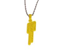 EPRHAY Men's Women's Colourful Rhinestone Human Necklace,Shining Multi-coloured Diamond Humanoid Shape Pendant,Unique Bad Guy Villain Stainless Steel Necklace,Hip Hop Ornament Jewelry Gifts (Yellow)
