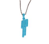EPRHAY Men's Women's Colourful Rhinestone Human Necklace,Shining Multi-coloured Diamond Humanoid Shape Pendant,Unique Bad Guy Villain Stainless Steel Necklace,Hip Hop Ornament Jewelry Gifts (Blue)