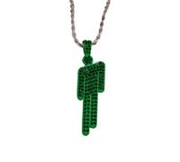 EPRHAY Men's Women's Colourful Rhinestone Human Necklace,Shining Multi-coloured Diamond Humanoid Shape Pendant,Unique Bad Guy Villain Stainless Steel Necklace,Hip Hop Ornament Jewelry Gifts (Green)