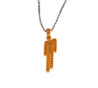 EPRHAY Men's Women's Colourful Rhinestone Human Necklace,Shining Multi-coloured Diamond Humanoid Shape Pendant,Unique Bad Guy Villain Stainless Steel Necklace,Hip Hop Ornament Jewelry Gifts (Orange)