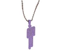 EPRHAY Unisex Colourful Diamond Human Necklace,Sparkling Rhinestone Crooked Headed Pendant Necklace,Shining Multi-coloured Humanoid Shape Ornament,Stylish Hip Hop Stainless Steel Jewelry (Purple)