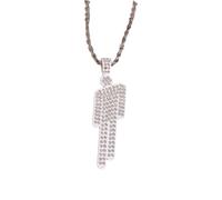 EPRHAY Unisex Colourful Diamond Human Necklace,Sparkling Rhinestone Crooked Headed Pendant Necklace,Shining Multi-coloured Humanoid Shape Ornament,Stylish Hip Hop Stainless Steel Jewelry (White)