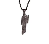 EPRHAY Unisex Colourful Diamond Human Necklace,Sparkling Rhinestone Crooked Headed Pendant Necklace,Shining Multi-coloured Humanoid Shape Ornament,Stylish Hip Hop Stainless Steel Jewelry (Black)