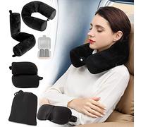 EPROICKS Twist Memory Foam Travel Pillow, Adjustable Travel Neck Pillow for Home Travel, Airplanes, Bus, Trains Chin, Lumbar Leg Support, Bendable Roll Pillow black