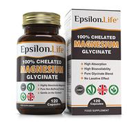 Epsilon Life Magnesium Glycinate 500mg - Chelated & Unbuffered Bisglycinate (No Oxide) - High Absorption for Sleep, Leg Cramps & Restless Legs - Gentle on Stomach - 120 Vegan Capsules - Made in UK