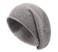 Epsoco Womens Cashmere Slouchy Knit Beanie Hat Winter Soft Warm Fleece Wool Knitted Skull Beanies Ski Cap for Ladies, Dark Grey, One Size