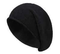 Epsoco Womens Cashmere Slouchy Knit Beanie Hat Winter Soft Warm Fleece Wool Knitted Skull Beanies Ski Cap for Ladies, Black, One Size