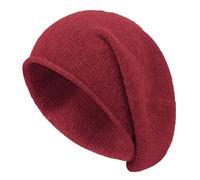 Epsoco Womens Cashmere Slouchy Knit Beanie Hat Winter Soft Warm Fleece Wool Knitted Skull Beanies Ski Cap for Ladies, Wine Red, One Size