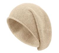 Epsoco Womens Cashmere Slouchy Knit Beanie Hat Winter Soft Warm Fleece Wool Knitted Skull Beanies Ski Cap for Ladies, Beige, One Size