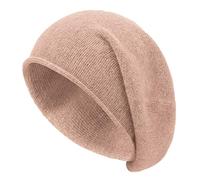 Epsoco Womens Cashmere Slouchy Knit Beanie Hat Winter Soft Warm Fleece Wool Knitted Skull Beanies Ski Cap for Ladies, Pink, One Size