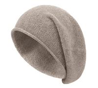 Epsoco Womens Cashmere Slouchy Knit Beanie Hat Winter Soft Warm Fleece Wool Knitted Skull Beanies Ski Cap for Ladies, Brown, One Size