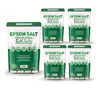 Epsom Bath Salts 1kg - Geranium, Orange & Nutmeg Scent | Natural Magnesium Sulphate | Calming Bath Soak for Deep Relaxation, Sleep Support & Muscle Recovery (Pack of 5)