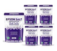 Epsom Bath Salts 1kg - Lavender & Chamomile Scent | Natural Magnesium Sulphate | Calming Bath Soak for Deep Relaxation, Sleep Support & Muscle Recovery (Pack of 5)
