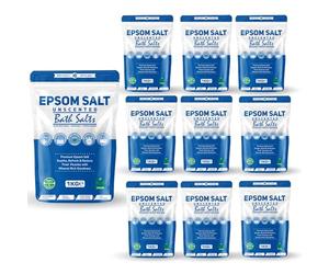Epsom Bath Salts 1kg - Unscented | Pure Natural Magnesium Sulphate | Calming Bath & Foot Soak for Deep Relaxation, Sleep Support & Muscle Recovery (Pack of 10)