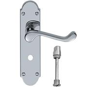 Epsom Chelsea Scroll Bathroom Door Handles Lever On Backplate in Polished Chrome