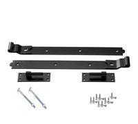 Epsom Door Handle 12" Hook and Band Hinges Cranked or Straight Black Japanned or Galvanised Finish Heavy Duty Gate Hinges with 12mm Pin Rust-Resistant Steel Fixings Included (Black Japanned Cranked)