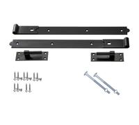 Epsom Door Handle 14" Hook and Band Hinges Cranked or Straight Black Japanned or Galvanised Finish Heavy Duty Gate Hinge with 12mm Pin Rust-Resistant Steel Fixings Included (Black Japanned Straight)