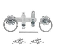 Epsom Door Handle 6 Inch Ring Gate Latch Heavy Duty 4mm Steel with 70mm Rose Galvanised Finish Traditional Gate Latch for Wooden Gates Garden Fences and Sheds