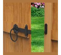 Epsom Door Handle 6" Plain Ring Gate Latch Black Japanned Finish Heavy-Duty Gate Lock with 70mm Rose Diametre Includes Fixings Secure Gate Fastener for Wooden Metal Gates