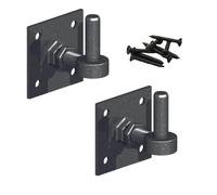 Epsom Door Handle Adjustable Hook on 4" x 4" Plates (Pair) | Heavy-Duty Black Japanned & Galvanised Gate Hinges with Fixings | Adjustable Rust-Resistant Hinges for Gates, Doors, Sheds & Barns