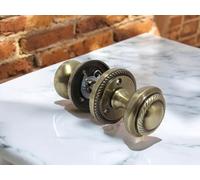 Epsom Door Handle® Antique Round Door Knob Set - Georgian Style Mortice Door Knobs with Tubular Latch (6 Pairs) | Sprung Internal & External Door Knobs | Traditional Brass Effect Finish