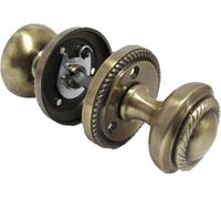 Epsom Door Handle Antique Round Door Knob Set Including Tubular Latch - Georgian Style Sprung Internal External Door Knobs for Mortice Locks Tubular Latches. Sets (4 Pair of Georgian MORTICE KNOBS)