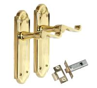 Epsom Door Handle Ashford Electro Brass Internal Door Handle Set - Lever on Backplate 170mm x 48mm - Includes Tubular Latch - 1 Pair