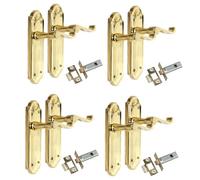 Epsom Door Handle Ashford Electro Brass Internal Door Handle Sets - Lever on Backplate 170mm x 48mm - Includes Tubular Latch - 4 Pairs