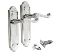 Epsom Door Handle Ashford Polished Chrome Internal Door Handle Set - Lever on Backplate 170mm x 48mm - Includes Tubular Latch - 1 Pair
