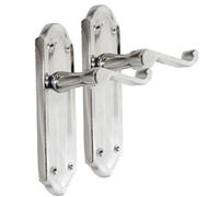 Epsom Door Handle Ashford Polished Chrome Lever Latch Set - Modern Backplate Design 170mm x 48mm - Ideal for Interior Use - 4 Pairs
