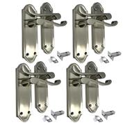 Epsom Door Handle Ashford Satin Nickel Internal Latch Door Handles - Door Handles Internal Sets Satin Nickel Door Handle Set for Internal Doors 170 x 48mm -6 Pairs (4 Pair of Handles + Tubular Latch)
