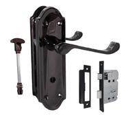 Epsom Door Handle Askworth Black Nickel Internal Door Handle Set - Lever on Backplate 170mm x 48mm - Includes Sash Lock - 1 Pair