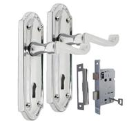 Epsom Door Handle Askworth Polished Chrome Internal Lever Set - Backplate Design 170mm x 48mm - Includes Sash Lock - 1 Pair