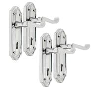 Epsom Door Handle Askworth Polished Chrome Lever Lock Set - Modern Backplate Design 170mm x 48mm - Ideal for Interior Use - 1 Pair