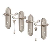 Epsom Door Handle Askworth Satin Nickel Internal Bathroom Door Handle Set - Lever on Backplate 170mm x 48mm - Polished Satin Finish - 1 Pair